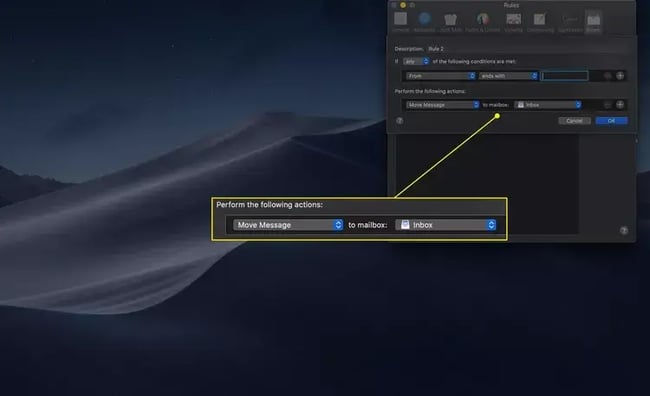how to whitelist an email in apple mail set rule ‘move message’ to ‘inbox’
